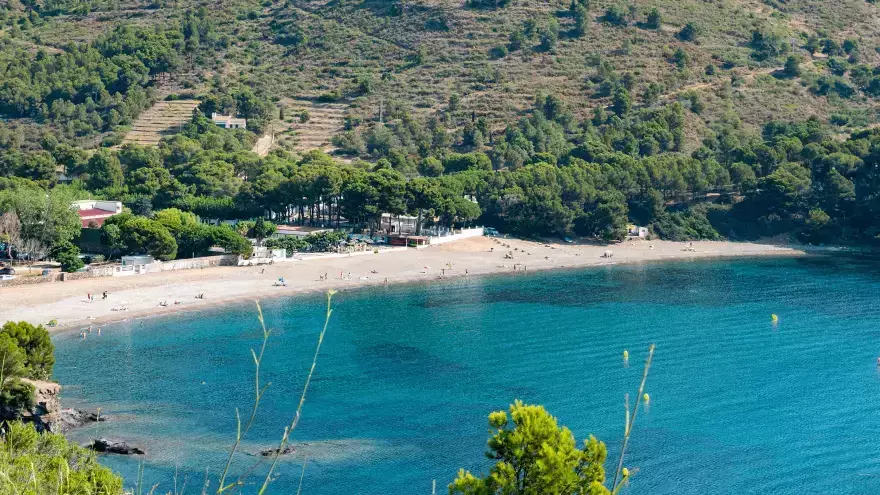 Vue aérienne plage du Cala Montjoi