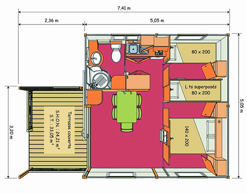 Bungalows 5 personnes