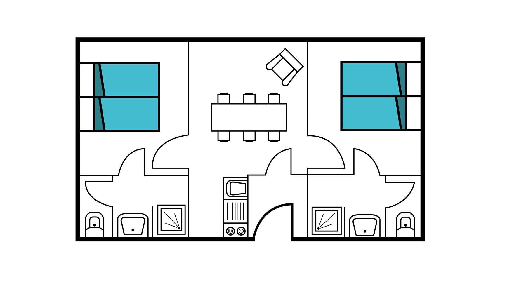 Plan type Appartement 4 à 5 pers. à Soultzeren