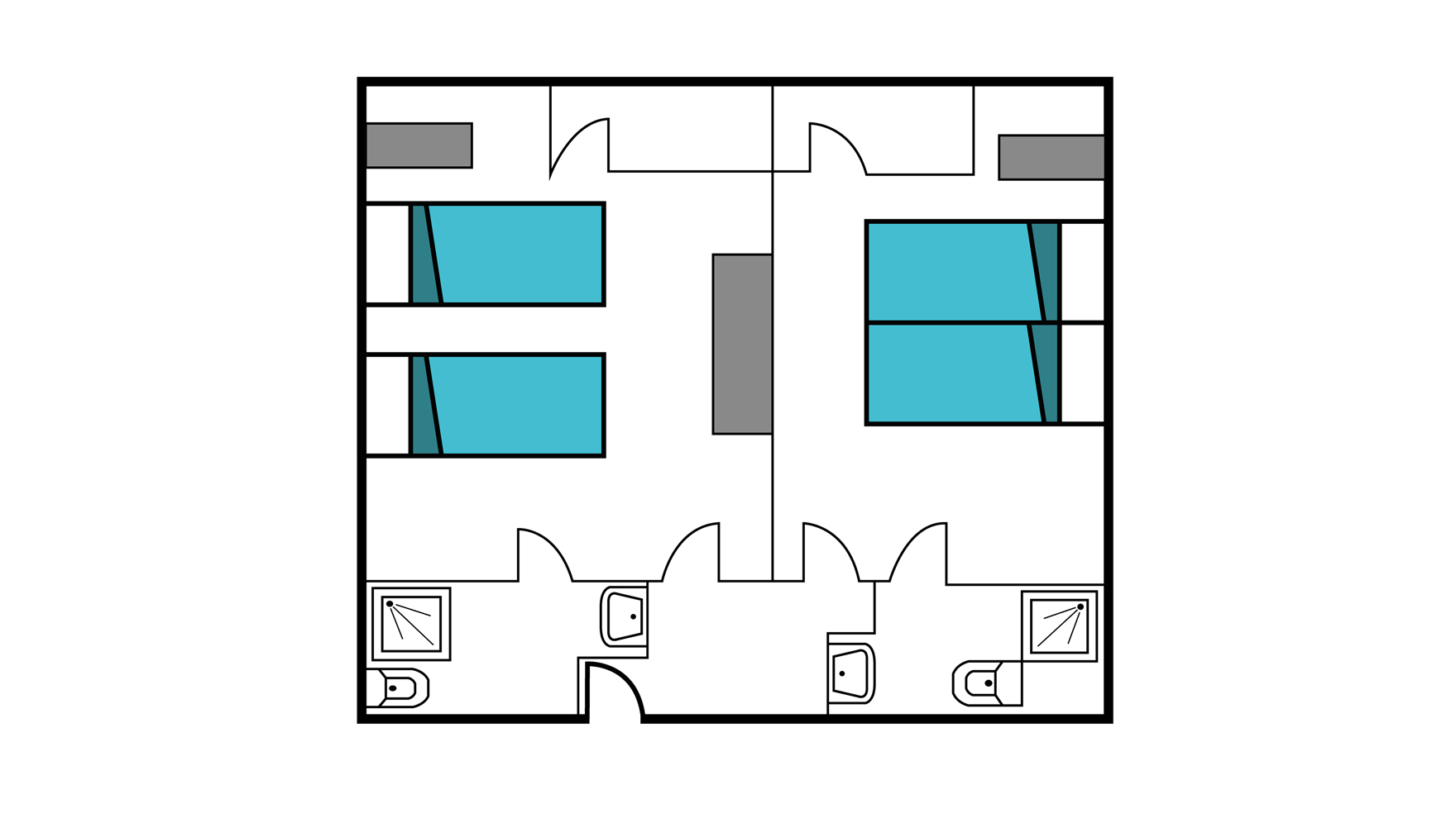 Plan type room of 2 pers. communicating